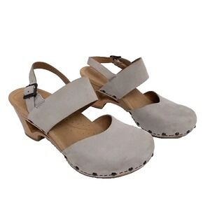 Dansko Thea Ankle-Strap Wooden Clog Womens 41 Gray Sandal MSRP$138
